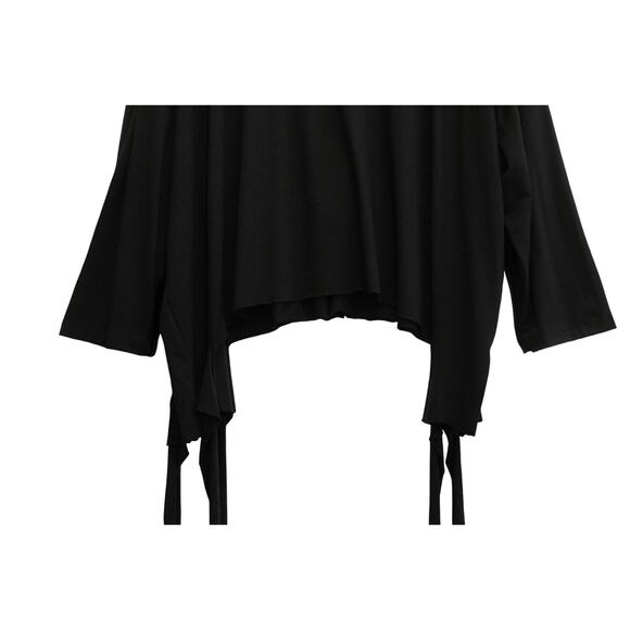 KEDEM SASSON Lagenlook Tunic OS Asymmetric Draped Fabric Black Viscose Jersey - Picture 3 of 6